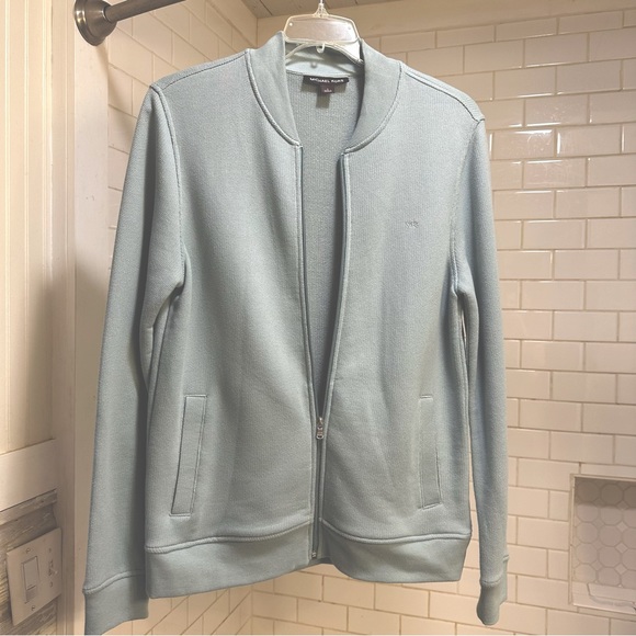 Michael Kors Full Zipper Sweater, Chambray, Blue Size Extra Large - Picture 7 of 11